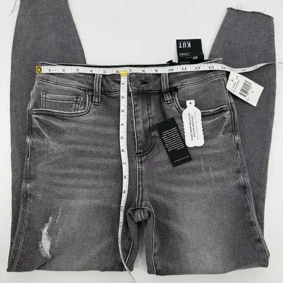 KUT from the Kloth Gray High Rise Connie Ankle Skinny Jeans Size 4 Distressed - Picture 8 of 8